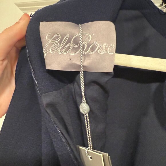 Lela Rose Flounce Hem Tunic Dress Navy Size 16 - Picture 4 of 4